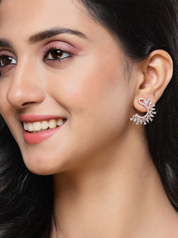 Karatcart - Rose Gold Plated Cubic Zirconia Stud Earrings for Women