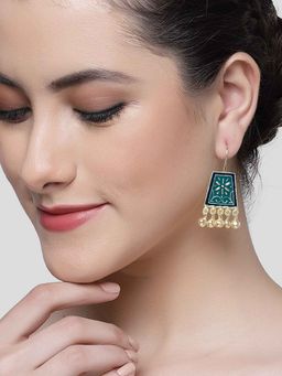 Karatcart - Gold Plated Blue Meena Drop Earring for Women