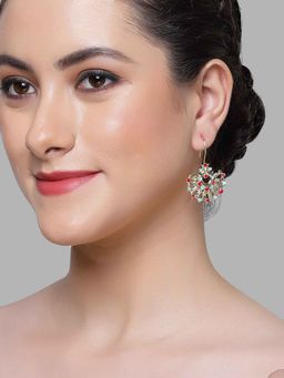 Karatcart - Gold Plated Red and Blue Meena Drop Earring for Women
