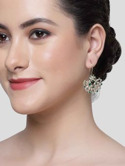 Karatcart - Gold Plated Green Meena Drop Earring for Women