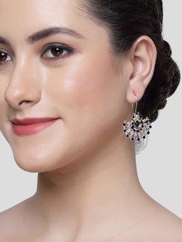 Karatcart - Gold Plated Blue Meena Drop Earring for Women