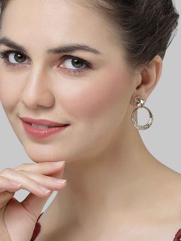 Karatcart - Gold-Plated Round Drop Earrings for Women