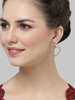 Karatcart - Gold Plated Heart Shape Drop Earrings for Women