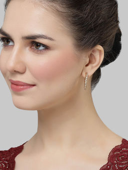 Karatcart - Gold Plated Twisted Wire Design Half Hoop Earrings for Women