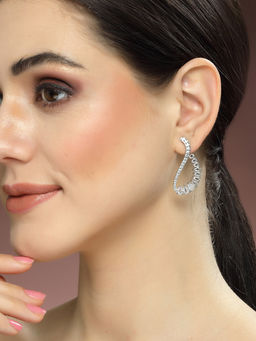 Karatcart - Cubic Zirconia Studded Silver Plated Dangler Earrings for Women