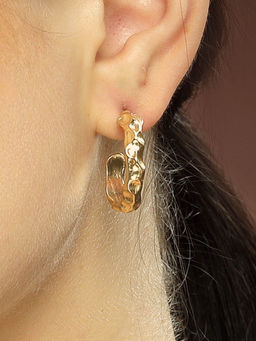 Karatcart - Gold Plated Assorted Design Contemporary Half Hoop Earrings for Women