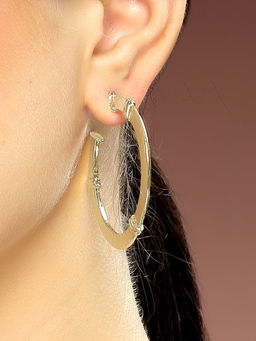 Karatcart - Gold Plated Bamboo Style Half Hoop Earrings for Women