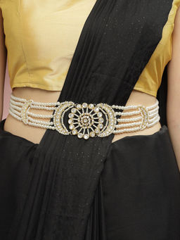 Karatcart - Floral Design Pearl Beaded Kundan Kamarbandh for Women