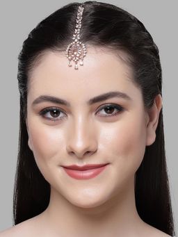 Karatcart - Rose Gold Plated Ad Maangtikka for Women