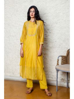 Tatwa Designs - Mustard Camellia Kurta (Set of 3)