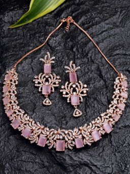 Karatcart - Rose gold Plated AD Necklace Set for Women (Set of 2)