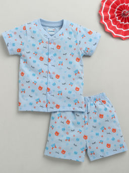 Bumzee - Sky Blue Baby Boys Half Sleeves Jhabla & Short