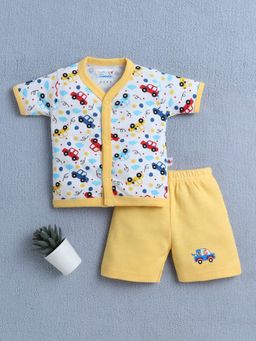 Bumzee - Yellow & White Baby Boys Half Sleeves Jhabla & Short