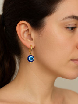 Digital Dress Room - Big Round Blue Evil Eye Dangler Earrings