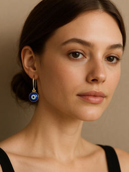 Digital Dress Room - Small Blue Evil Eye Dangler Earrings