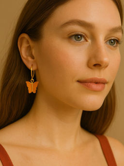 Digital Dress Room - Mini Orange Butterfly Dangler Earrings