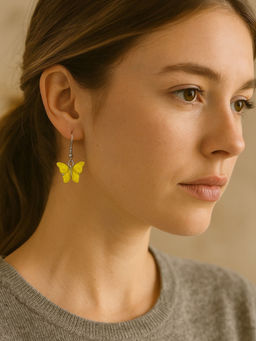 Digital Dress Room - Mini Yellow Butterfly Dangler Earrings