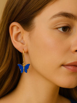 Digital Dress Room - Mini Blue Butterfly Dangler Earrings