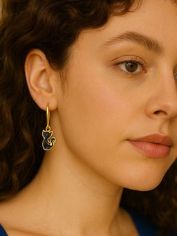 Digital Dress Room - Mini Black Cat Design Dangler Earrings