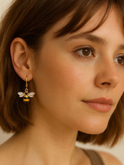 Digital Dress Room - Mini Honey Bee Design Dangler Earrings