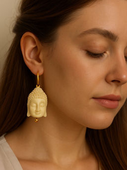 Digital Dress Room - Mini White Buddha Charm Dangler Earrings