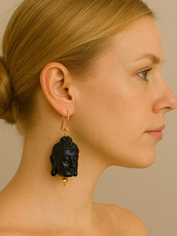 Digital Dress Room - Mini Black Buddha Charm Dangler Earrings