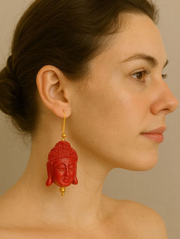 Digital Dress Room - Mini Red Buddha Charm Dangler Earrings