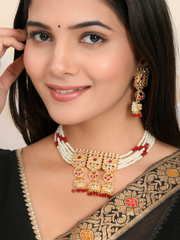 Silvermerc Designs - Elegant Traditional Pearl and Gold Jewellery Set