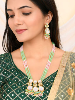 Silvermerc Designs - Pastel Kundan Beaded Jewellery Set