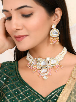 Silvermerc Designs - Elegant Kundan Pearl Jewellery Set