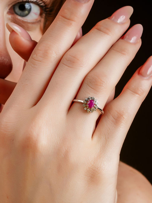 Soraya Luxe 925 Sterling Silver Natural Ruby Roselle Ring