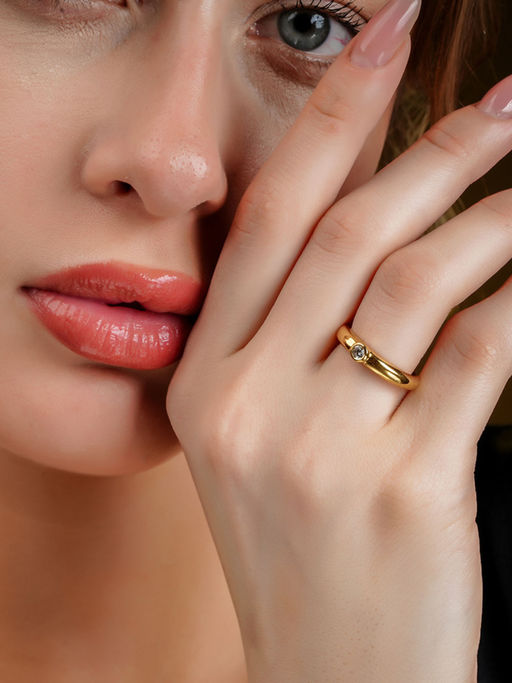 Soraya Luxe 925 Sterling Silver Majestic Gold Ring Band