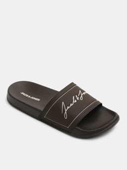 Jack & Jones - Men Brand Logo Brown Sliders