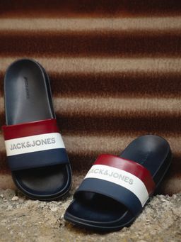 Jack & Jones - Men Striped Blue Sliders