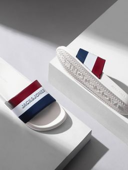 Jack & Jones - Men Striped White Sliders