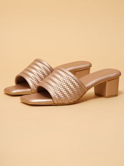 ERIDANI - Jaqueta Woven Rose Gold Sandal Heels