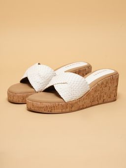 ERIDANI - Shyla Woven White Wedges Heels