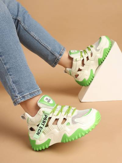 Green Solid Casual Sneakers