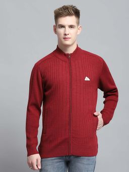 Monte Carlo - Men's Solid Maroon Full Sleeve Sweater