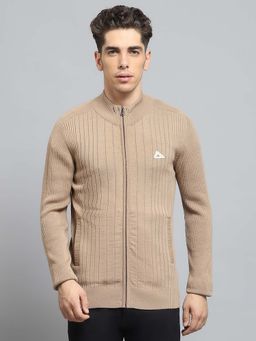 Monte Carlo - Men's Solid Beige Full Sleeve Sweater