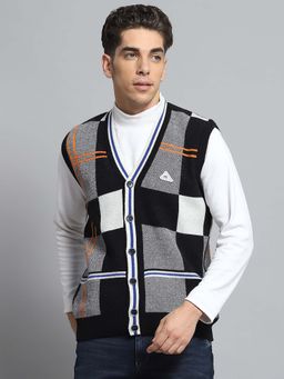 Monte Carlo - Men's Black V Neck Sleeveless Cardigan