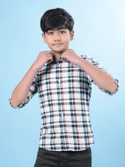 CRIMSOUNE CLUB - White Checks Regular Fit Shirt