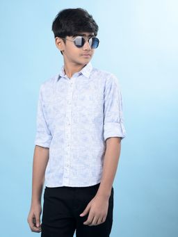 CRIMSOUNE CLUB - Blue Printed Regular Fit Shirt