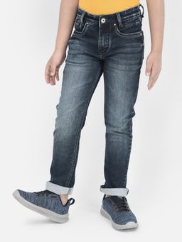 CRIMSOUNE CLUB - Blue Solid Skinny Fit Jeans