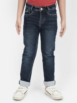 CRIMSOUNE CLUB - Blue Solid Skinny Fit Jeans