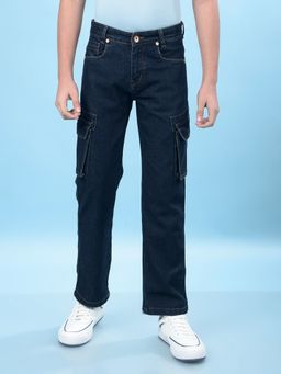 CRIMSOUNE CLUB - Blue Solid Regular Fit Jeans