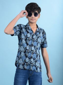 CRIMSOUNE CLUB - Blue Floral Regular Fit Shirt