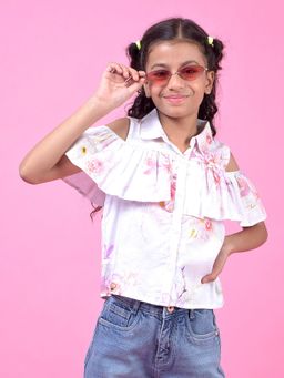 CRIMSOUNE CLUB - White Floral Regular Fit Top