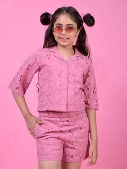 CRIMSOUNE CLUB - Pink Self Design Regular Fit Shirt