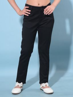 CRIMSOUNE CLUB - Black Solid Skinny Fit Jeans